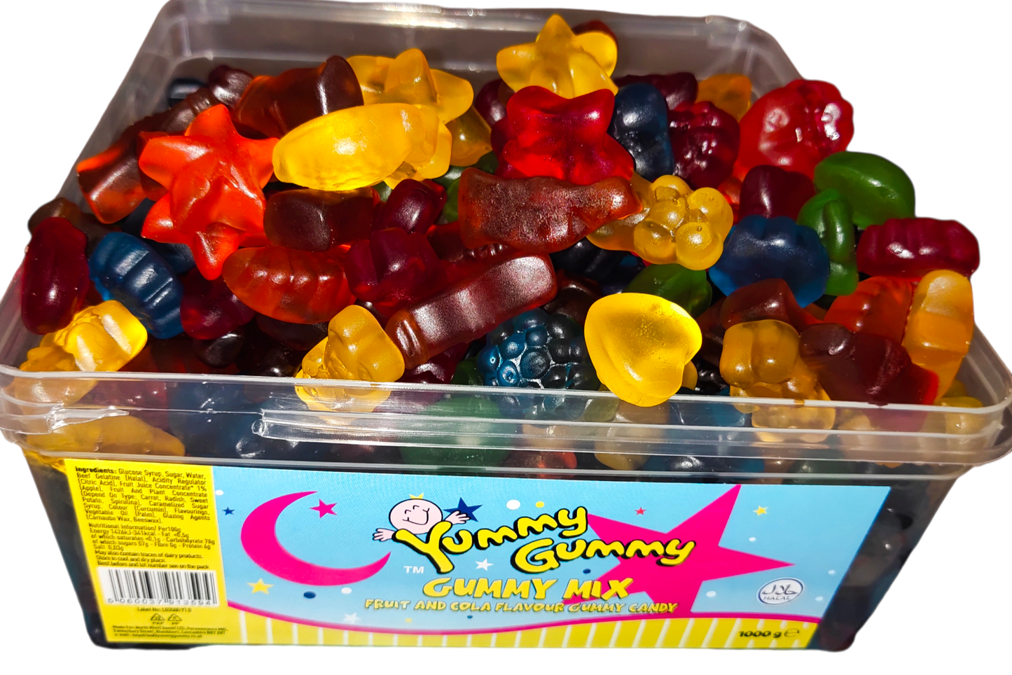 Yummy Gummy Jelly Mix 1kg Tub. HALAL Gummy Sweets.