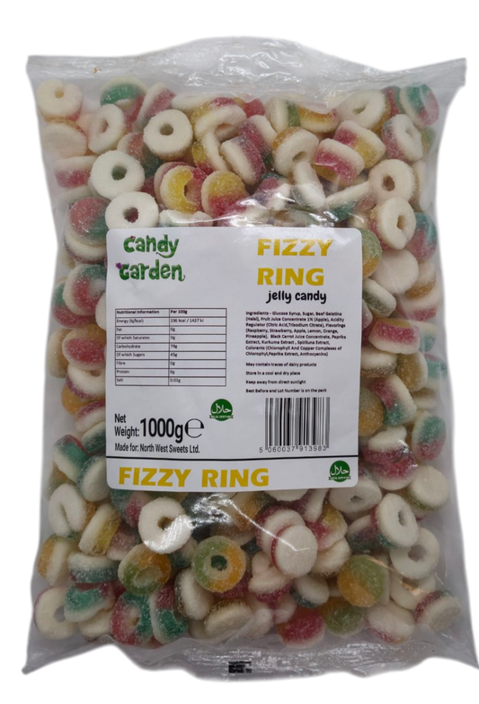 Candy Garden 1kg Fizzy Rings. Halal Jelly Candy.