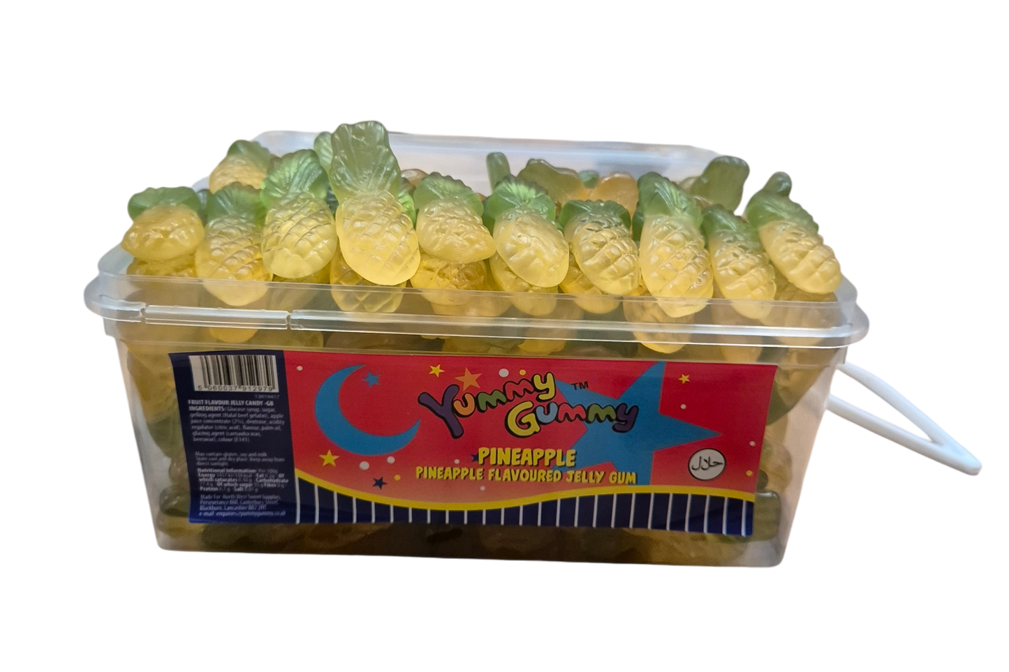 Yummy Gummy Jelly Pineapple 800g Tub. HALAL Gummy Sweets.