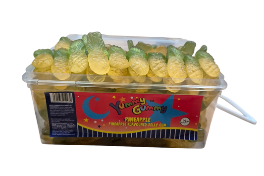 Yummy Gummy Jelly Pineapple 800g Tub. HALAL Gummy Sweets.