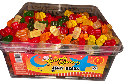 Yummy Gummy Jelly Bears 1kg Tub. HALAL Gummy Sweets.
