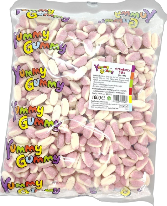 Yummy Gummy Fizzy Strawberry Cakes 1kg Bag. HALAL.