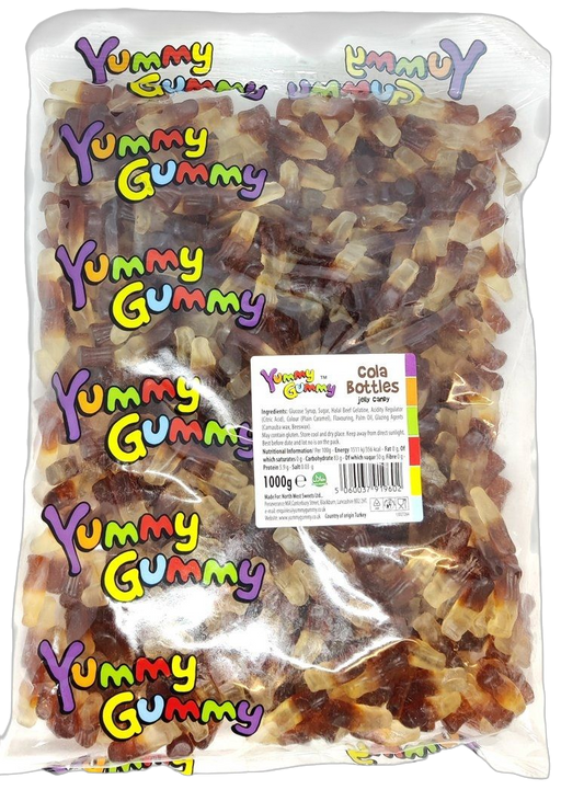Yummy Gummy Cola Bottles 1kg Bag. HALAL.
