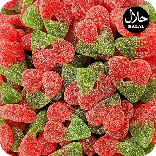 Yummy Gummy Fizzy Twin Cherries 1kg Bag. HALAL.
