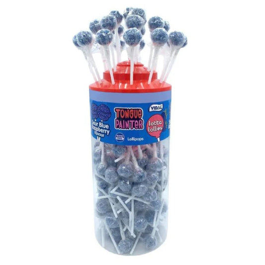 Vidal Sour Blue Raspberry Lollipops 150 Pieces. Gluten Free And Halal.